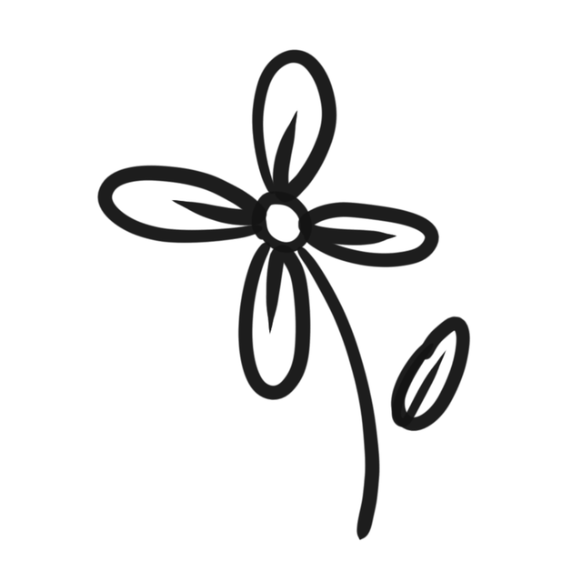 Free flower four petals lineart illustration