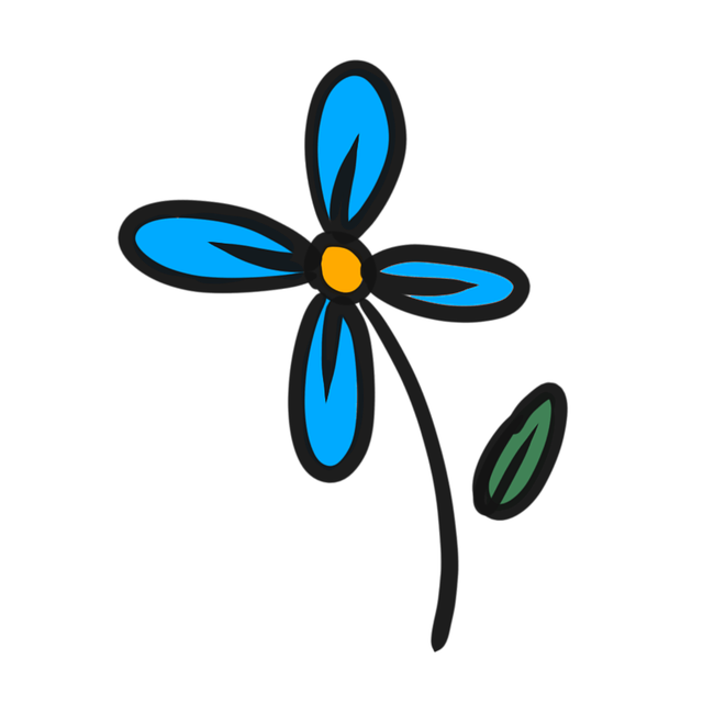 Free flower four petals blue petals illustration