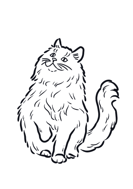 Free black cat line art design illustration