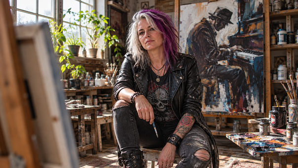 Free Woman Painting Studio illustration and picture