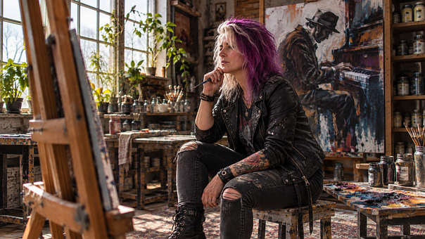 Pintora, Mulher Artista, Estúdio De Arte