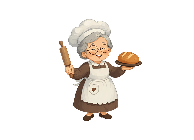 Free grandmother baking chef hat illustration