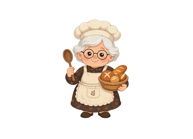 Free grandmother cook cartoon illustration
