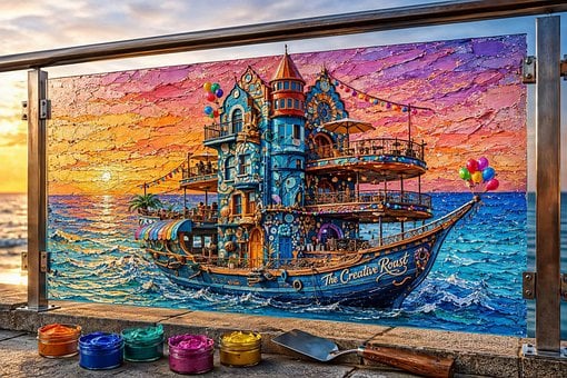 Pânză, Navă, Castel, Ocean, Apus