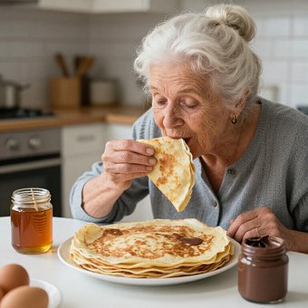 Free Pancake Elderly Woman illustration and picture