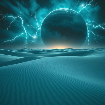 Wüste, Sturm, Blitz, Fantasie, Sci-Fi
