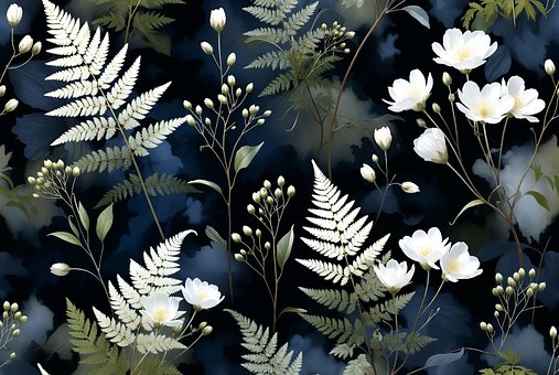 Blumen, Farne, Hintergrund, Blätter