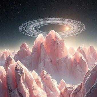 Fantasie, Landschaft, Rosafarbene Berge