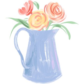 Tegning, Blomster, Dekoration, Vase