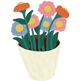 Blomster, Tegning, Rød Blomst