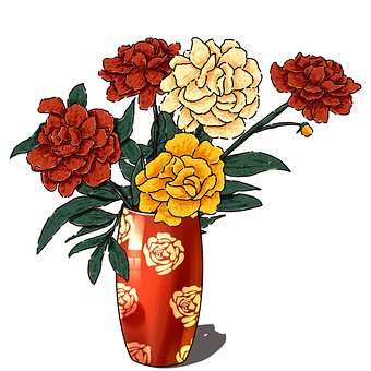 Blomster, Rød, Vase, Kunst, Tegneserie