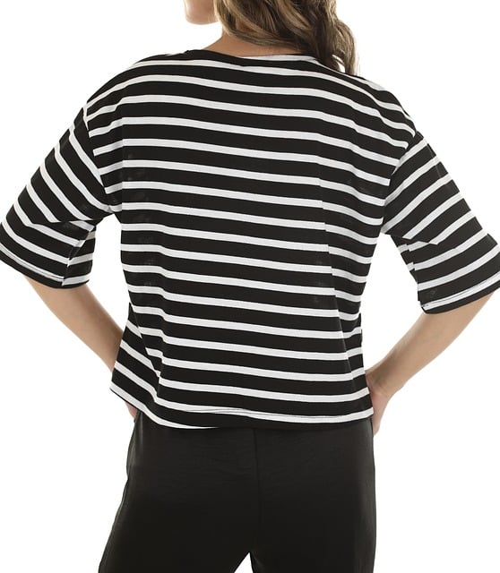 Free Striped T-Shirt Black And White photo and picture