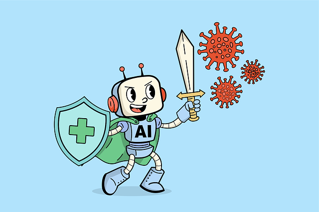Robot, Ai, Sverd, Skjold, Virus
