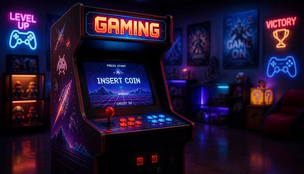 Spillemaskine, Retro, Videospil, Neonlys
