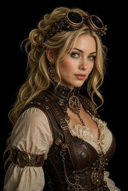 Steampunk, Cosplay, Mujer, Corsé, Gafas