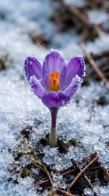 Krokus, Schnee, Frühling, Winter, Natur