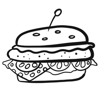Sandwich, Burger, Alimente, Schiță