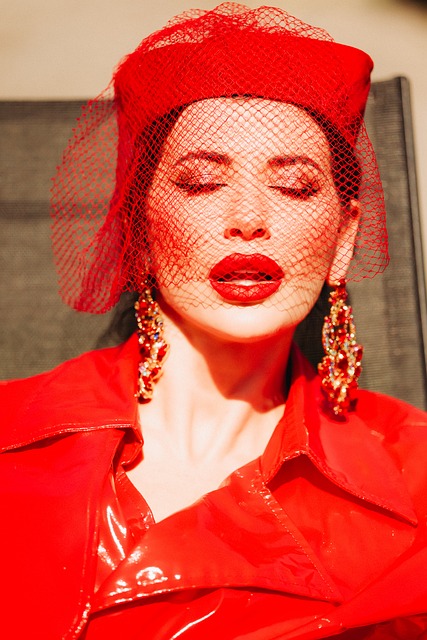 Rot, Mode, Make-Up, Hut, Netz, Ohrringe