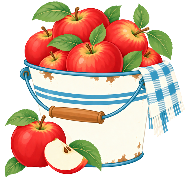Free apple bucket red apple illustration