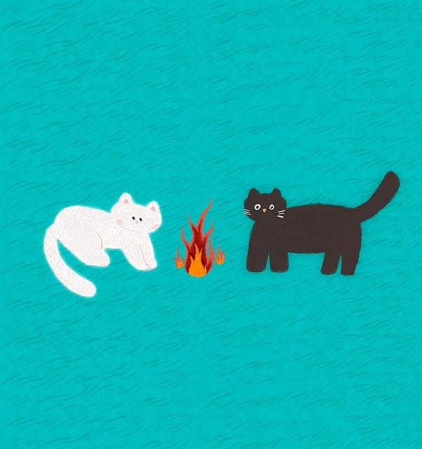 Free cat fire graphic illustration
