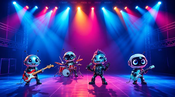 Roboter, Musik, Band, Gitarre, Bass