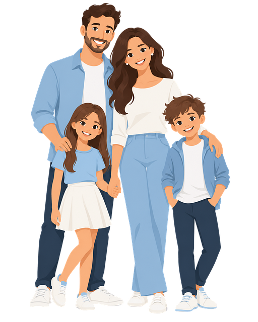 Free happy family family portrait parents and children illustration