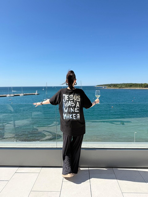 Wein, T-Shirt, Ausblick, Meer, Hafen