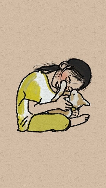 Free Girl Cat illustration and picture