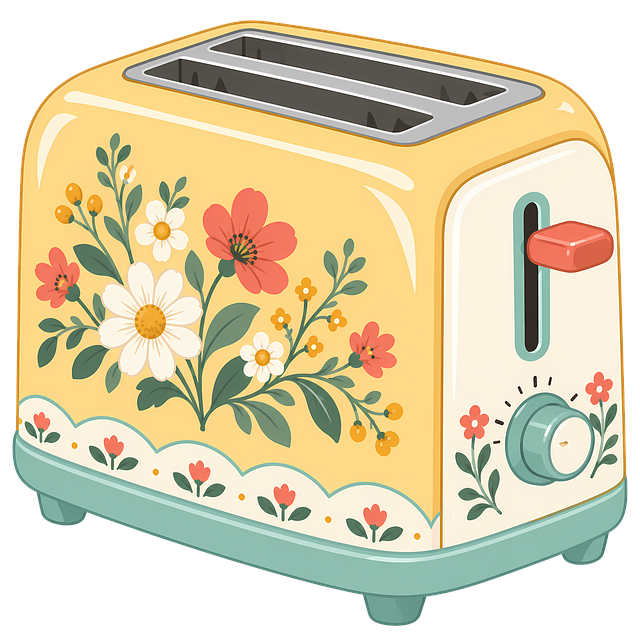 Free floral toaster retro toaster kitchen appliance illustration