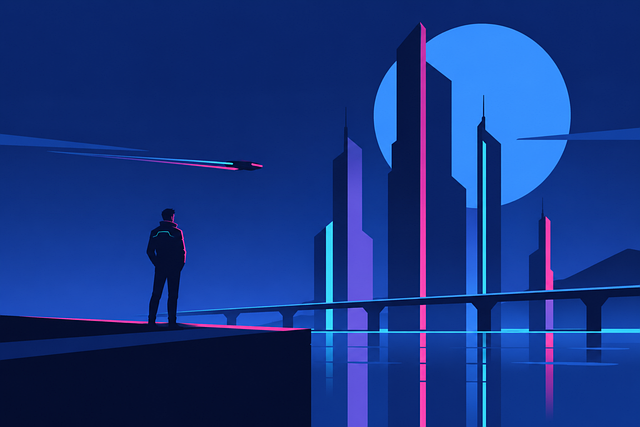 Free futuristic city cyberpunk city sci-fi city illustration