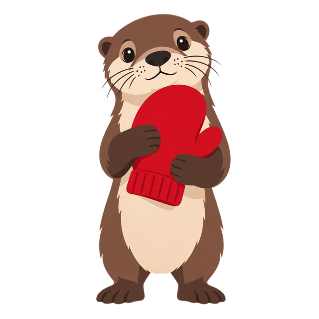 Free otter cute red mitten vector