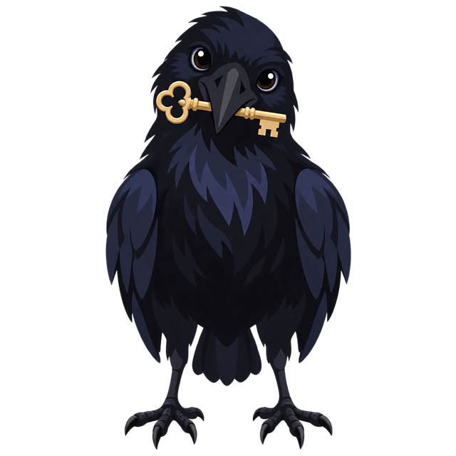 Free raven black bird key vector