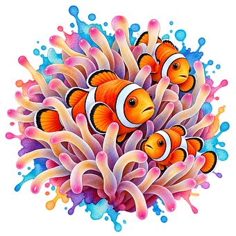 Klovn, Fisk, Anemone, Svømning, Akvarel