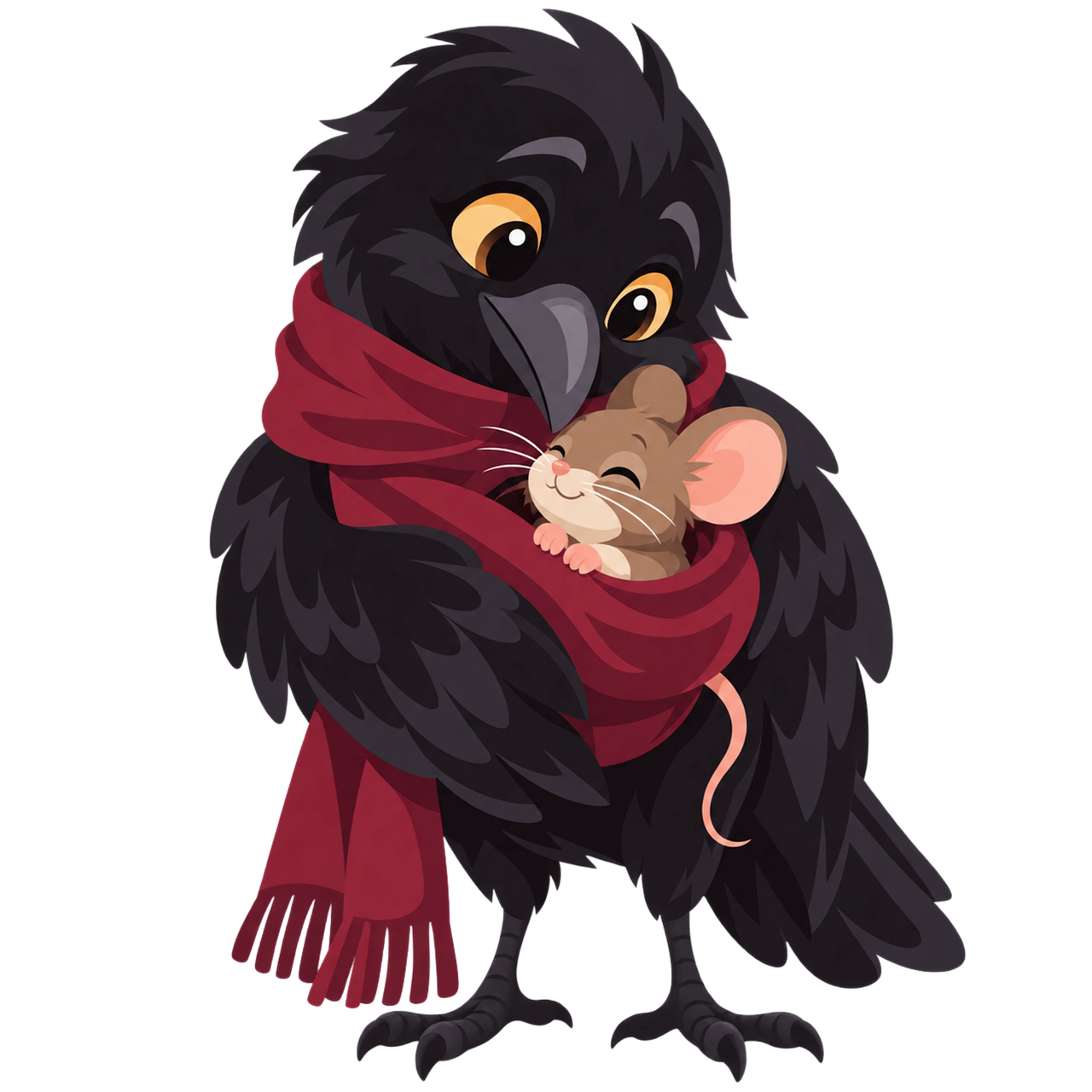 Free raven mouse red scarf vector
