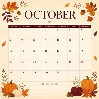 Oktober, Efterår, Kalender