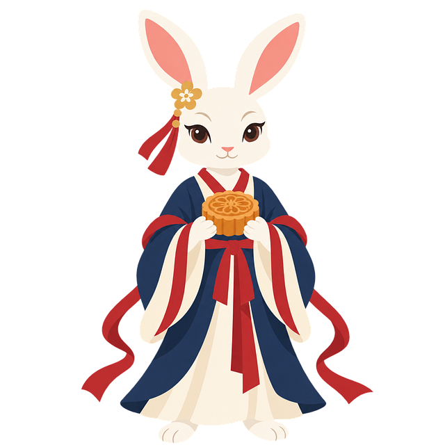 Free mid autumn festival moon rabbit mooncake illustration