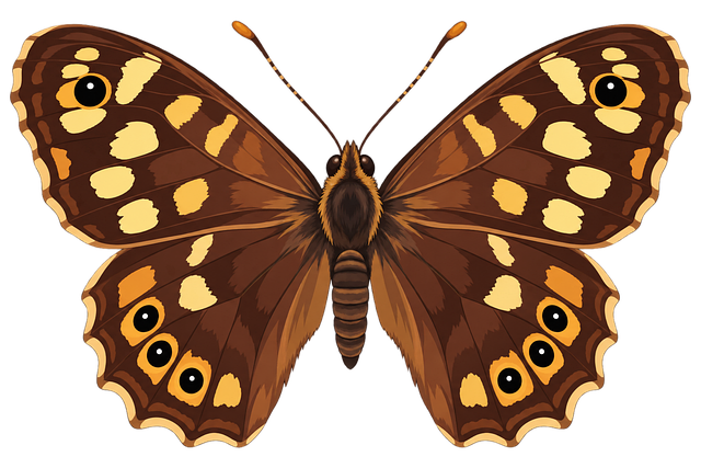 Free brown butterfly eyespots on wings natural pattern illustration