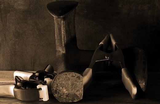 Ciężki, Żelazo, Vintage, Sepia Tony