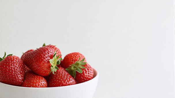 Aardbeien, Kom, Witte Achtergrond
