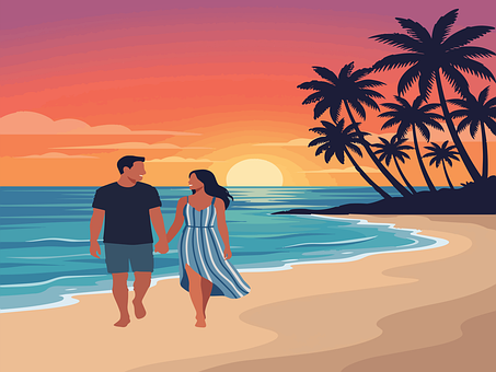 Free Couple Beach vector and picture