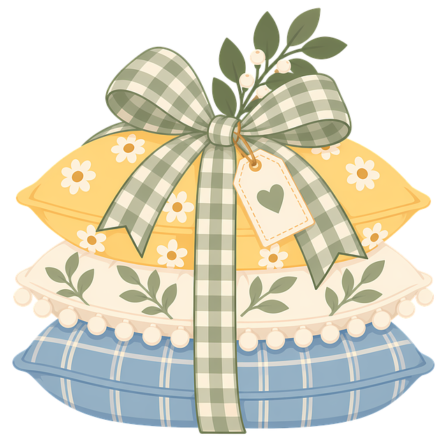 Free pillow stack floral pillow plaid pillow illustration