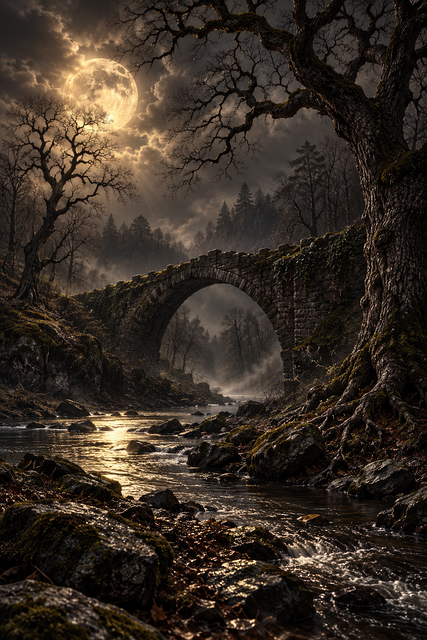 Ponte De Pedra, Lua Cheia, Luz Da Lua