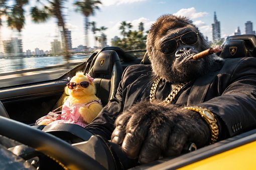 Free Gorilla Car illustration and picture