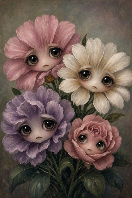 Free Flowers Big Eyes illustration and picture