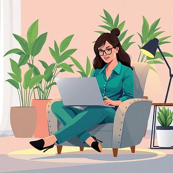 Free Woman Remote Work illustration and picture