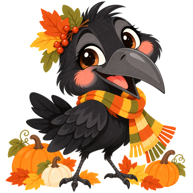 Free krähe autumn-leaves pumpkin harvest illustration
