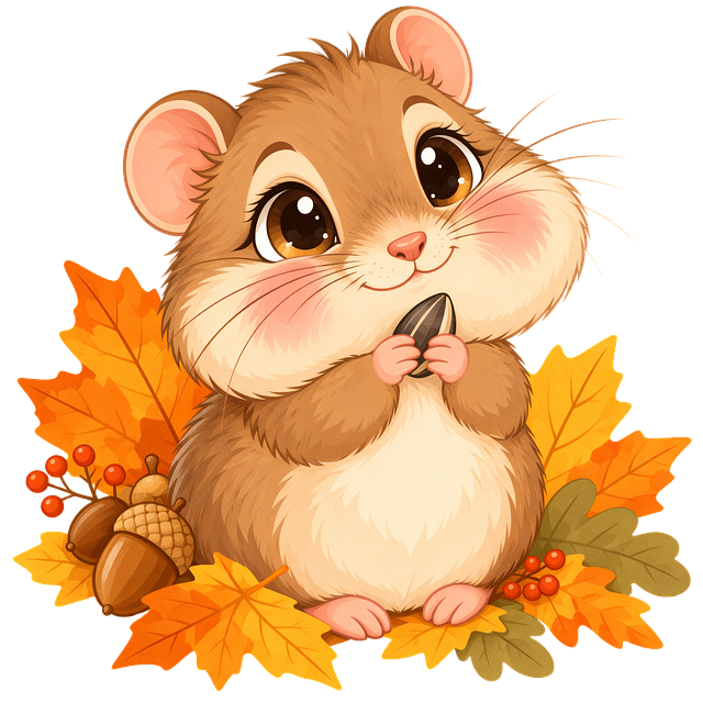 Free autumn hamster cute hamster autumn leaves illustration