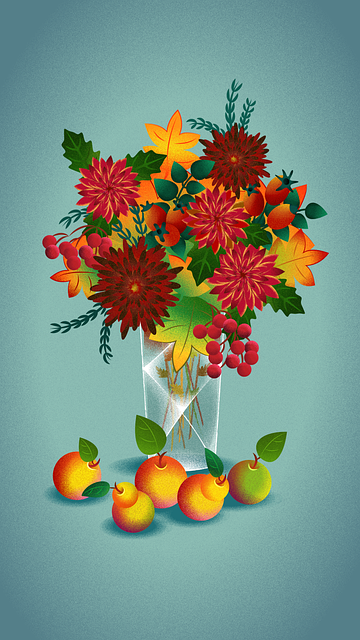 Free bouquet flowers autumn illustration