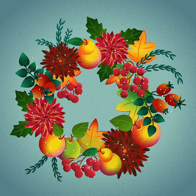 Free wreath nature flowers illustration