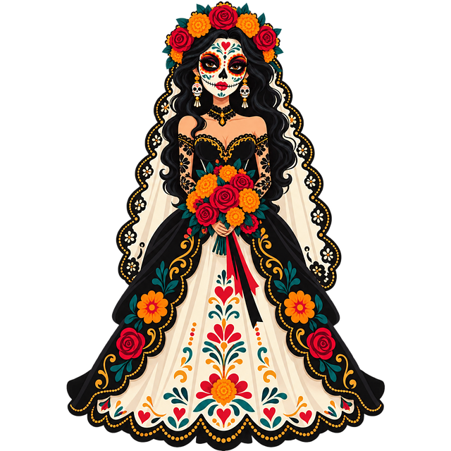 Free Day Of The Dead Calavera Bride vector and picture